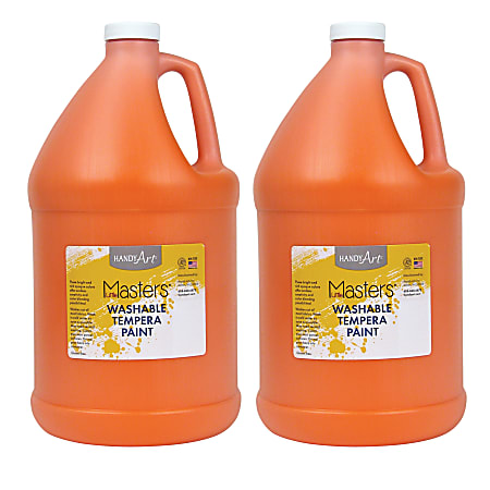 Little Masters® Washable Tempera Paint, 128 Oz, Orange, Pack Of 2