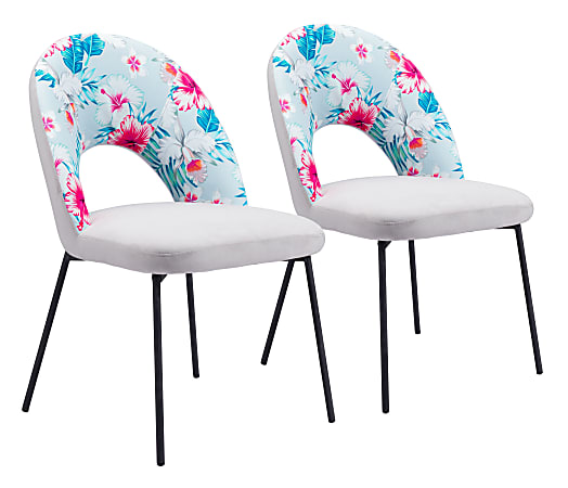 Zuo Modern Torrey Dining Chairs Multicolor PrintGrayBlack Set Of 2
