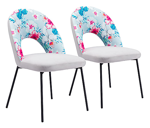 Zuo Modern Torrey Dining Chairs, Multicolor Print/Gray/Black, Set
