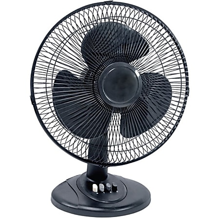 Comfort Zone 12 Oscillating Table Fan 12 Diameter 3 Speed Oscillating  Adjustable Tilt Head Quiet Metal Black - Office Depot