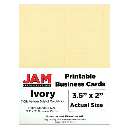 JAM Paper® Printable Business Cards, 3.5" x 2", Ivory, Pack Of 100