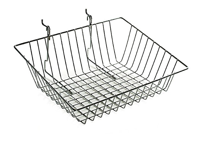 Azar Displays Chrome Wire Baskets, Small Size, Sloped, 5" x 15"W x 12 1/4", Silver, Pack Of 2