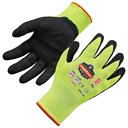 Ergodyne ProFlex 7021 Polyester Hi-Vis Nitrile-Coated Gloves, Small, Lime