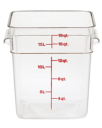 Cambro Camwear 18-Quart CamSquare Storage Containers, Clear, Set