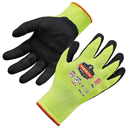 Ergodyne ProFlex 7021 Polyester Hi-Vis Nitrile-Coated Gloves, Large, Lime