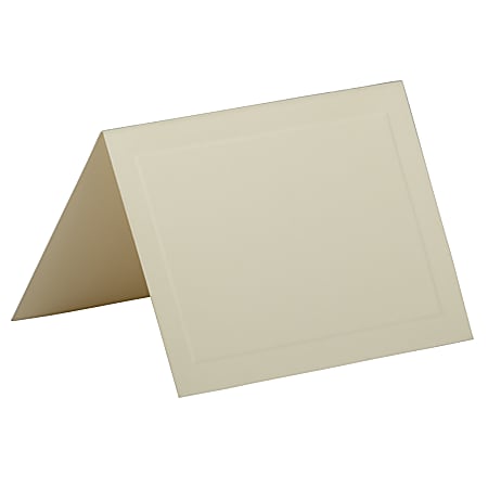 JAM Paper® Strathmore Fold-Over Cards, With Panel, 4 Bar, 3 1/2" x 4 7/8", Ivory, Pack Of 25