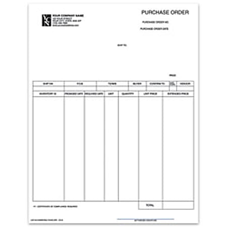 Custom Laser Purchase Order For Dynamics®/Solomon®, 8 1/2" x 11", 1 Part, Box Of 250