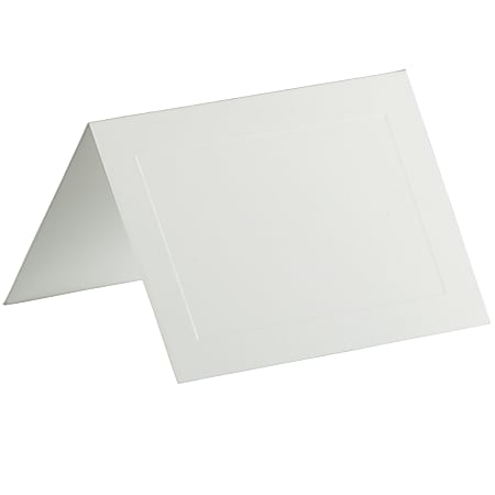 JAM Paper® Strathmore Fold-Over Cards, With Panel, 4 Bar, 3 1/2" x 4 7/8", Bright White, Pack Of 25