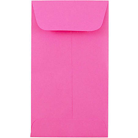 JAM Paper® Coin Envelopes, #5 1/2, Gummed Seal, Ultra Fuchsia Pink, Pack Of 50 Envelopes