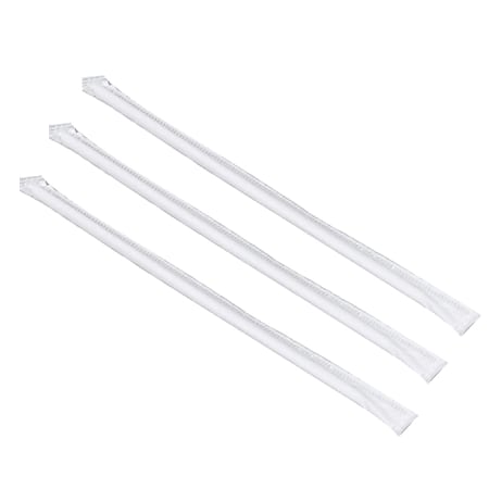 Individually Wrapped Paper Straws, 8", White, Case Of 600 Straws