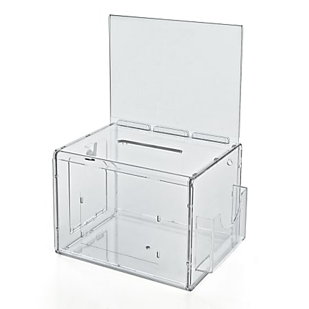 Azar Displays Plastic Suggestion Box, With Lock, Extra-Large, 8 1/4"H x 11"W x 8 1/4"D, Clear