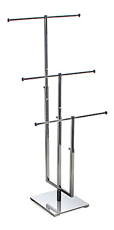 Azar Displays 3-Tier Adjustable Necklace Counter Display, 29"H x 13"W x 7"D, Silver