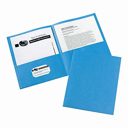 Avery® 2-Pocket Folders, Letter Size, Light Blue, Pack Of 25