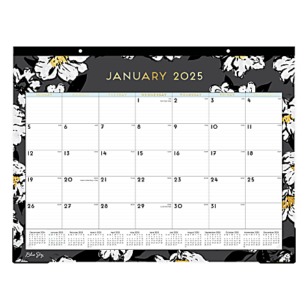 2025 Blue Sky Monthly Desk Pad Planning Calendar, 22” x 17”, Baccara Dark, January 2025 To December 2025