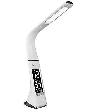 OttLite® Wellness Series®, Thrive LED Sanitizing Desk Lamp With Clock And USB Charging