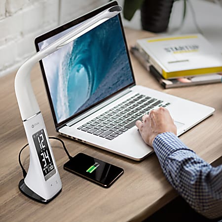 OttLite Wellness Series Thrive LED Sanitizing Desk Lamp With Clock