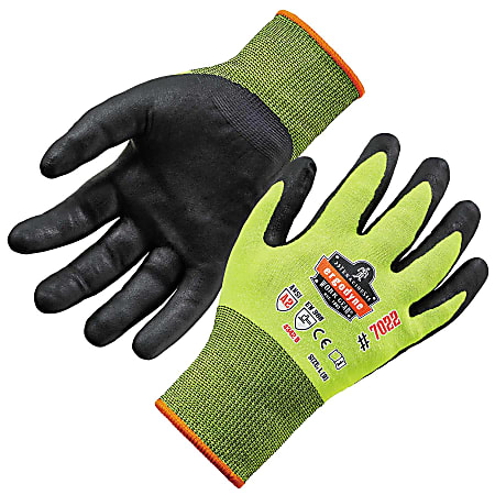 Ergodyne ProFlex 7022 Polyester Hi-Vis Nitrile-Coated Gloves, Large, Lime