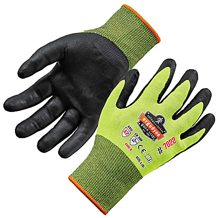 Ergodyne ProFlex 7022 Polyester Hi-Vis Nitrile-Coated Gloves, Large, Lime