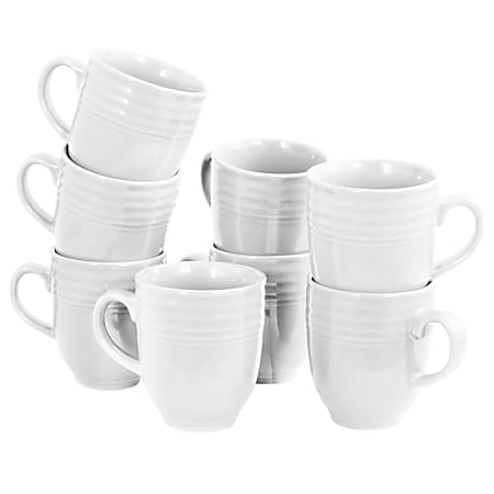 Gibson Plaza Café Mugs, 15 Oz, White, Set Of 8 Mugs
