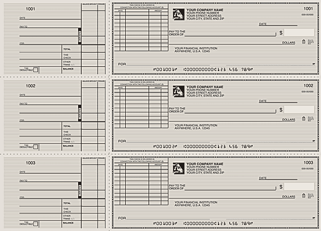 Custom 3-To-A-Page Checks, Style 72, 8 1/4" x 3 1/24", Box Of 300