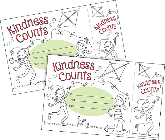 Barker Creek Color Me! Awards & Bookmarks Set, 8-1/2" x 5-1/2", Kindness Counts, Set Of 60 Awards