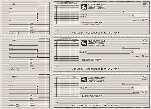 Custom 3-To-A-Page Checks, Style 72, 8 1/4" x 3 1/24", 2 Part, Box Of 300