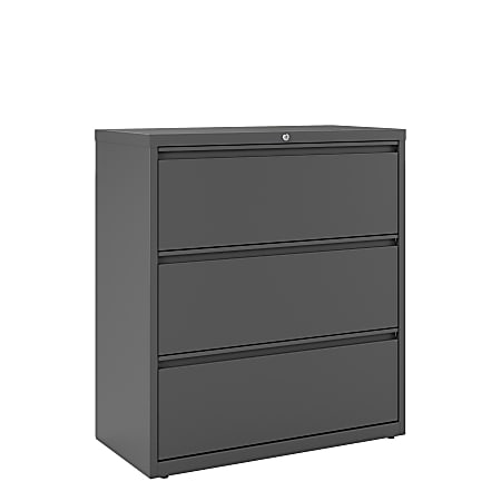 WorkPro® 36"W x 18-5/8"D Lateral 3-Drawer File Cabinet, Charcoal