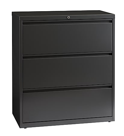 WorkPro® 36"W Lateral 3-Drawer File Cabinet, Metal, Charcoal