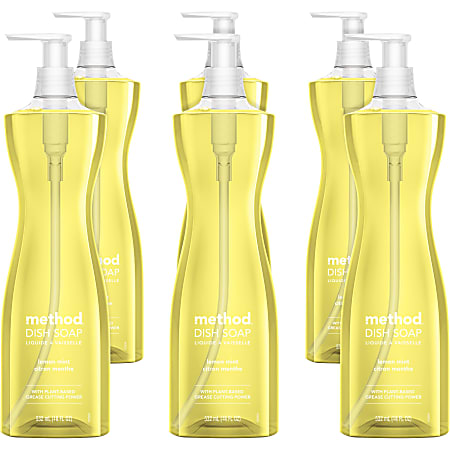 Method® Dish Soap, Lemon Scent, 18 Oz Bottle, Carton Of 6