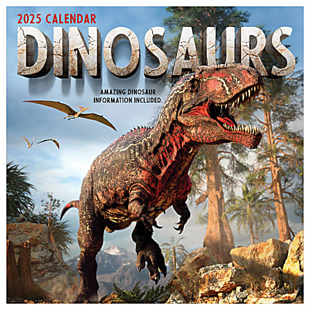 2025 TF Publishing Monthly Wall Calendar, 12” x 12”, Dinosaurs, January 2025 To December 2025