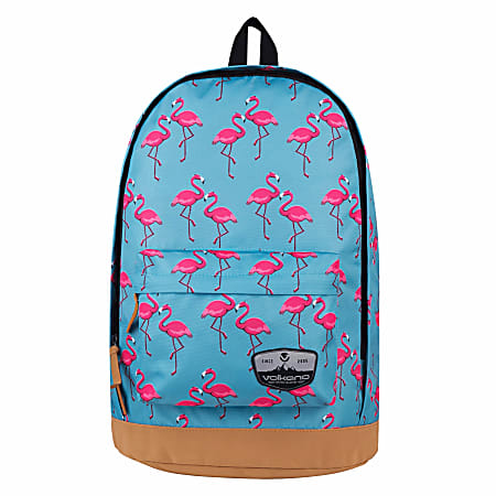 Volkano Suede Series Flamingo Backpack With 15.6" Laptop Pocket, Aqua/Pink Flamingo 