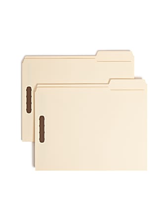 Smead® Top-Tab Fastener Folders With Tab, Letter Size, 2/5 Cut, Manila, Box Of 50