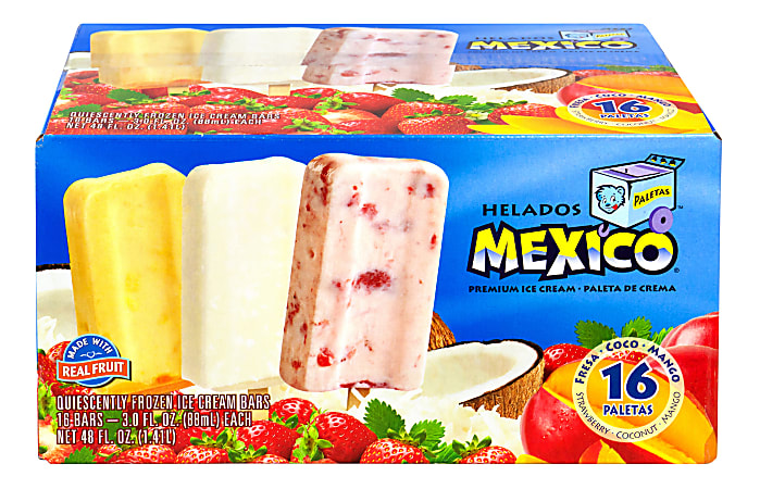 Helados Mexico All-Natural Ice Cream Bars, 48 Oz, Box Of 16 Bars