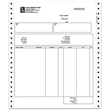 Custom Continuous Forms For Invoice, Sage Peachtree®, 9 1/2" x 11", 3-Part, Box Of 250