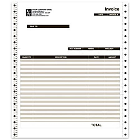 Custom Continuous Invoice Form For QuickBooks®, 9 1/2" x 11", 3-Part, Box Of 250