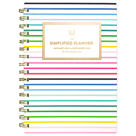AT-A-GLANCE® Simplified by Emily Ley Weekly/Monthly Planner, 8-1/2" x 5-1/2", Happy Stripe, January To December 2022, EL70-200