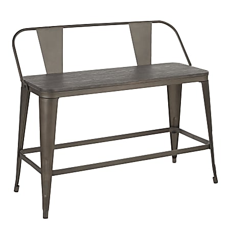 LumiSource Oregon Counter Bench, Antique/Espresso