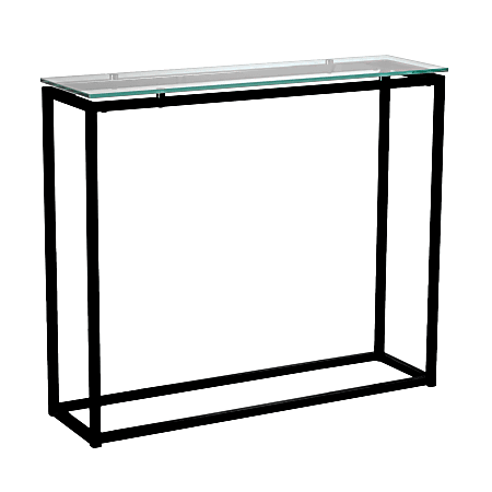 Eurostyle Sandor Console Table, 30-1/3”H x 35-4/5”W x 10”D, Black/Clear
