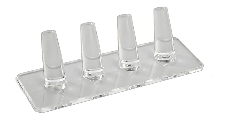 Azar Displays 4-Ring Jewelry Stand, 2"H x 6-3/4"W x 2-1/4"D, Clear, Pack Of 4 Stands