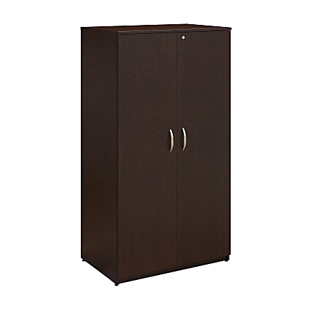 Bush Business Furniture Office in an Hour Wardrobe Storage Cabinet, 36"W, Mocha Cherry, Premium Installation