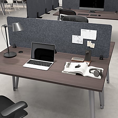 WorkPro® Motiva Desktop Privacy Screen, 18-1/8”H x 58”W x 2”D, Cool Charcoal, Standard Delivery