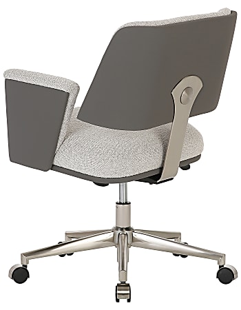 Grey Leather Modern Home Office Chair Upholstered High Back Desk Chair  Wooden Frame