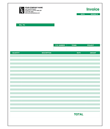 Custom LF-CI78 Laser Forms, Lined Invoice For QuickBooks®, 8 1/2" x 11",  Box Of 250