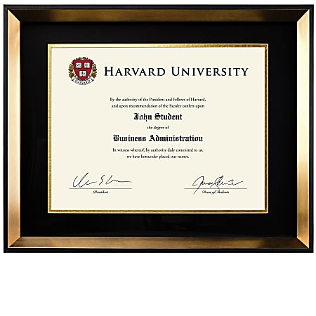 Excello Global Products Resin Photo/Document Frame, 12" x 15-1/4", Double Matted To 8-1/2" x 11", Gold
