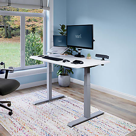 VARI Electric Standing Desk With ComfortEdge, 48"W, White