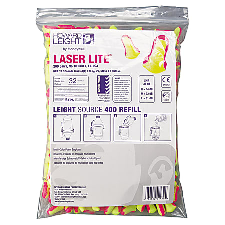 Howard Leight by Honeywell, Laser Lite Single-Use Earplugs, Uncorded, Dispenser Refill