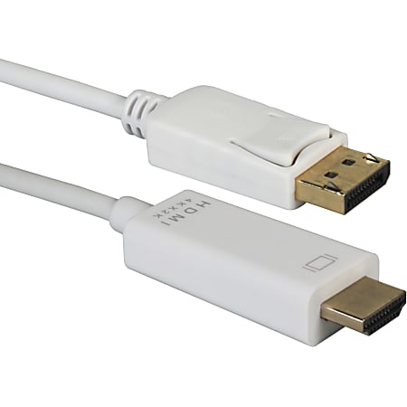 QVS DisplayPort To HDMI 4K Digital A/V White Cable, 6'