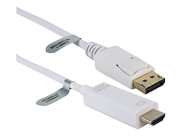 QVS DisplayPort To HDMI 4K Digital A/V White Cable, 6'