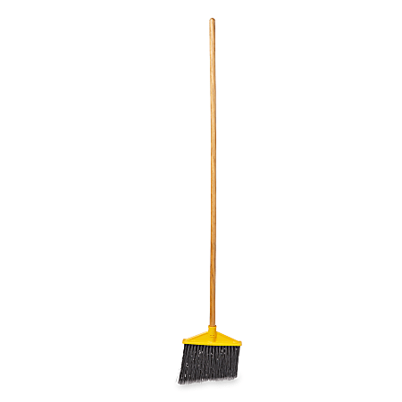 Rubbermaid Commercial Products 10.5" Angle Broom, Vinyl-Coated Metal Handle, Flagged Polypropylene Fill, Yellow