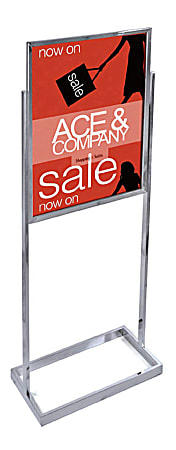 Azar Displays Metal Vertical Panel Poster Stand, 59"H x 23-3/4"W x 15"D, Chrome